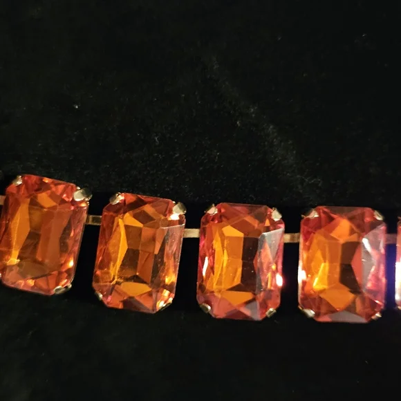 Elegant Orange Gemstone Necklace Choker Collar - Picture 3 of 7